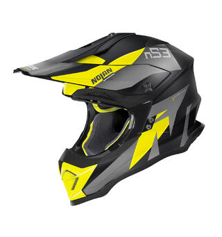 Nolan N53 Portland Crosshjelm - Matt sort/gul MX-hjelm, komfort, agressiv design