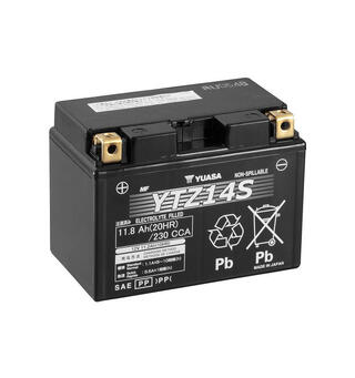 Yuasa YTZ14S Gel - 12V ATV/MC/Snøscooter Batteri 12 Volt, 11.2 Ah, L: 150 B: 87 H: 110