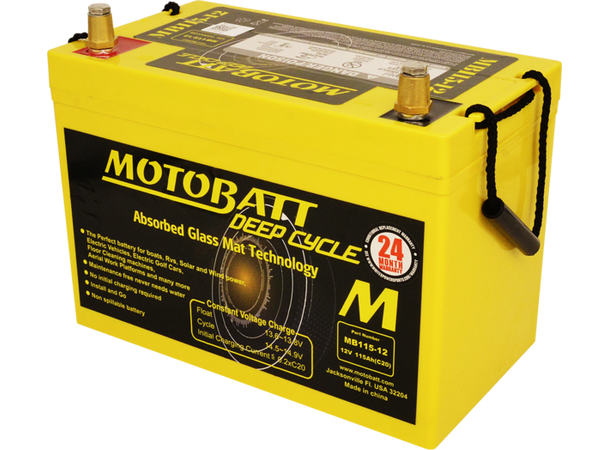 MotoBatt MB115-12 12V Batteri 2-Polet, 115Ah, 306x169x211, AGM