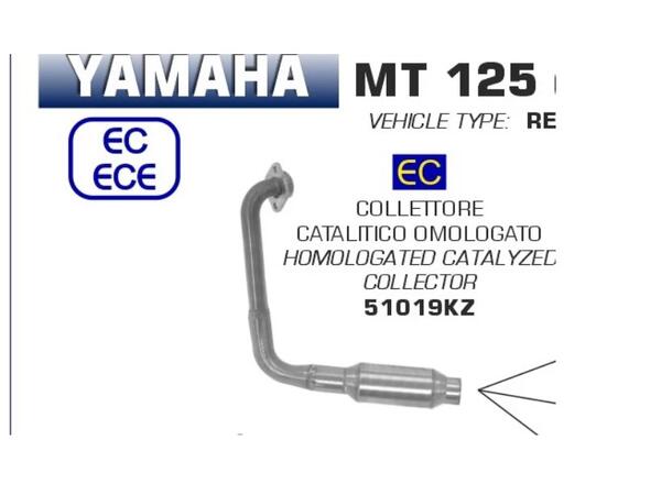 Arrow Grenrør m/katalysator CE-Godkjent Yamaha YZF-R/MT-125