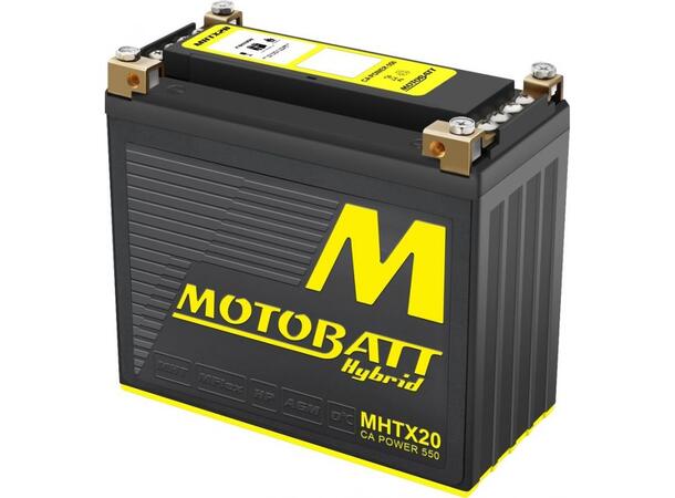 MotoBatt MHTX20 12V Batteri Hybrid 4-Polet, 550CCA, 14HAh, 175x87x155, AGM