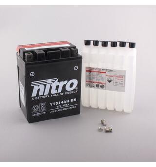 Nitro YTX14AH-BS - 12V ATV/MC/Snøscooter Batteri 12V, 12Ah, 134x89x166, Syreflaske AGM