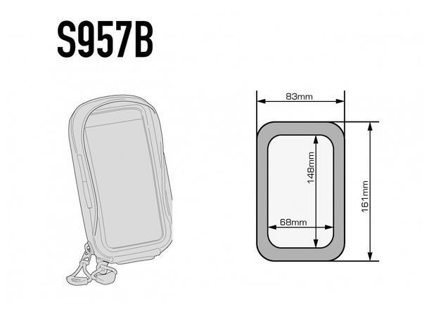 Givi S957B Smarttelefonholder Inner dimensjoner: 81x160 mm