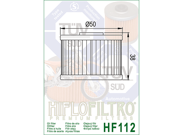 Hiflo HF112 Oljefilter Honda/Polaris Suzuki/Kawasaki/Gas Gas