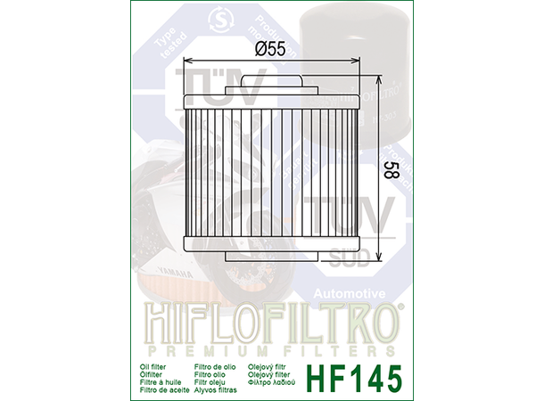 Hiflo HF145 Oljefilter Aprilia/Yamaha Derbi/Jawa/Keeway/MuZ/Sachs