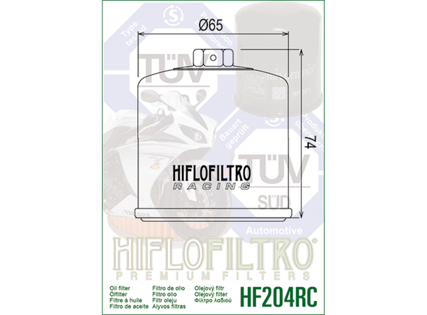 Hiflo Oljefilter HF204 Racing Arctic Cat Honda/Kawasaki/Triumph/Yamaha