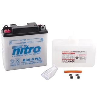 Nitro B39-6 - 6V ATV/MC/Snøscooter Batteri 6V, 7Ah, 126x48x126, Syrepakke