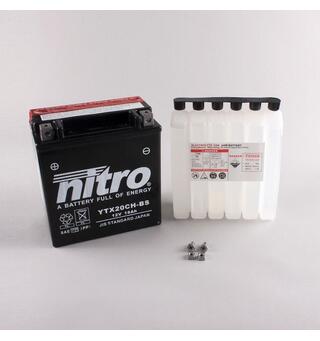 Nitro YTX20CH-BS - 12V ATV/MC/Snøscooter Batteri 12V, 18Ah, 150x87x161, Syreflaske, AGM