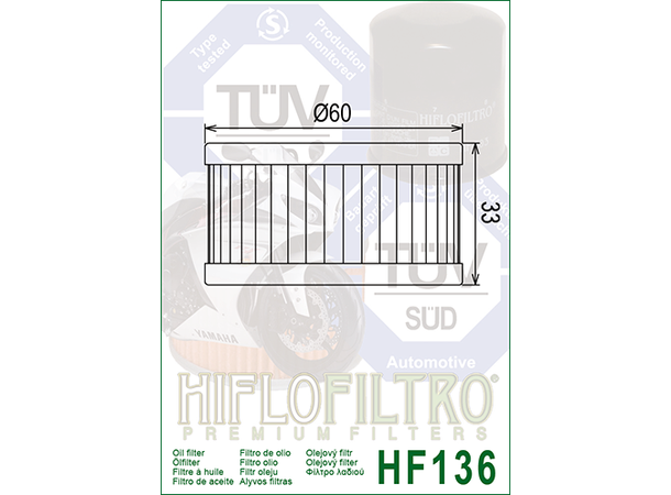 Hiflo HF136 Oljefilter Suzuki/Beta