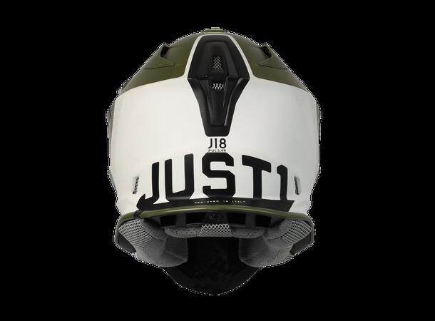 Just1 J18 Pulsar Crosshjelm - Army Grønn/Sort/Hvit Crosshjelm - Matt