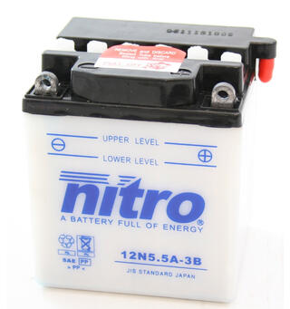 Nitro 12N5.5A-3B - 12V ATV/MC/Snøscooter Batteri 12V, 5.5Ah, 104x91x115, Syreflaske