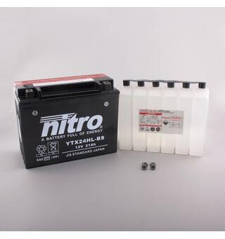 Nitro YTX24HL-BS - 12V ATV/MC/Snøscooter Batteri 12V, 21Ah, 205x87x162, Syrepakke, AGM