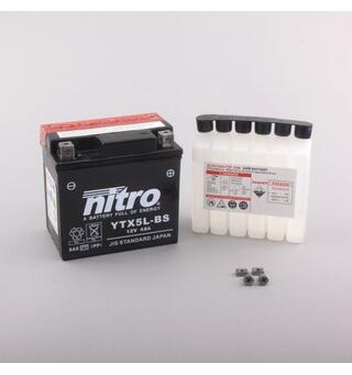 Nitro YTX5L-BS - 12V ATV/MC/Snøscooter Batteri 12V, 4Ah, 114x71x106, Syreflaske, AGM
