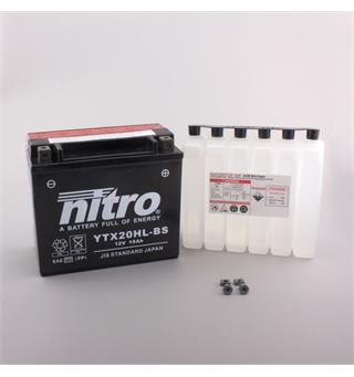 Nitro YTX20HL-BS - 12V ATV/MC/Snøscooter Batteri 12V, 18 Ah, 175x87x155, Syreflaske, AGM