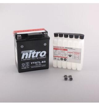 Nitro YTX7L-BS - 12V ATV/MC/Snøscooter Batteri 12V, 6Ah, 113x70x130, Syreflaske, AGM