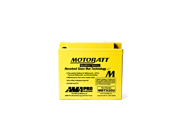 MotoBatt MBTX20U 12V Batteri - SORT! 4-Polet, 320CCA, 22Ah, 175x87x155, AGM