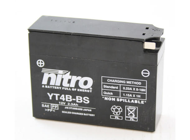 Nitro YT4B-BS - 12V ATV/MC/Snøscooter Batteri