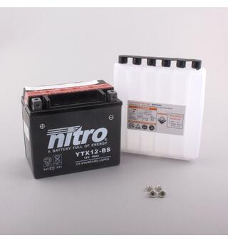 Nitro YTX12-BS - 12V ATV/MC/Snøscooter Batteri 12V, 10Ah, 150x87x130, Syreflaske, AGM