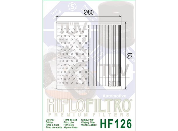 Hiflo HF126 Oljefilter Kawasaki Z750/900 Z1000, KZ1000/1300, ZN1300