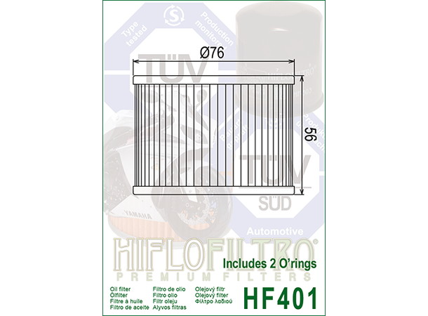 Hiflo HF401 Oljefilter Honda/Kawasaki Yamaha/Moto Guzzi/Benelli/Bimota