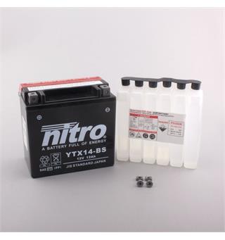 Nitro YTX14-BS - 12V ATV/MC/Snøscooter Batteri 12V, 12Ah, 150x87x145, Syreflaske, AGM
