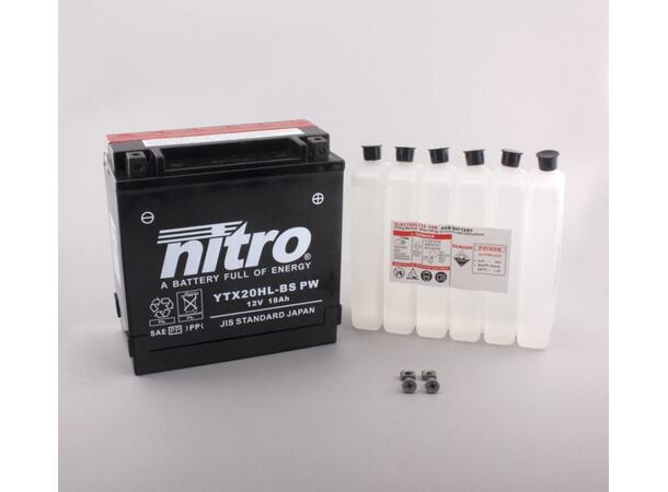 Nitro YTX20HL-BS-PW - 12V ATV/MC/Snøscooter Batteri