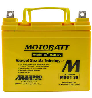 MotoBatt MBU1-35 12V Batteri Rhino alle 2-Polet, 420CCA, 35Ah, 195x131x181, AGM