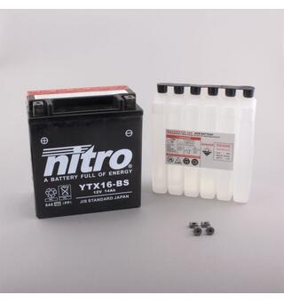 Nitro YTX16-BS - 12V ATV/MC/Snøscooter Batteri 12V, 14Ah, 150x87x161, Syreflaske, AGM