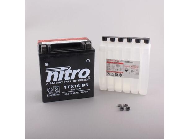 Nitro YTX16-BS - 12V ATV/MC/Snøscooter Batteri