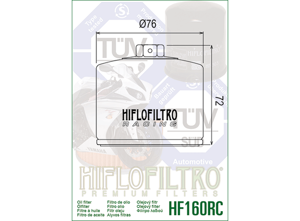 Hiflo HF160RC Oljefilter Racing BMW/Husqvarna/Bimota