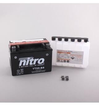 Nitro YTX9-BS - 12V ATV/MC/Snøscooter Batteri 12V, 8Ah, 150x87x105, Syreflaske, AGM