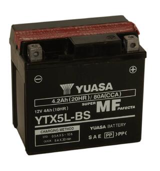 Yuasa - 12V YTX5L-BS ATV/MC/Snøscooter Batteri L: 113 B: 70 H: 105, 4Ah, CCA70
