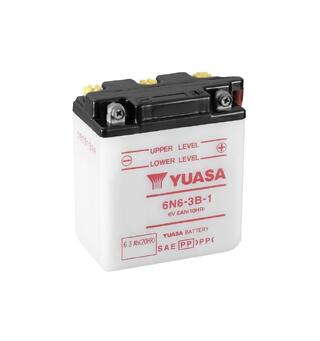 Yuasa 6N6-3B-1 - 6V ATV/MC/Snøscooter Batteri 6 Volt, 6 Ah, Inkl. Syreflaske