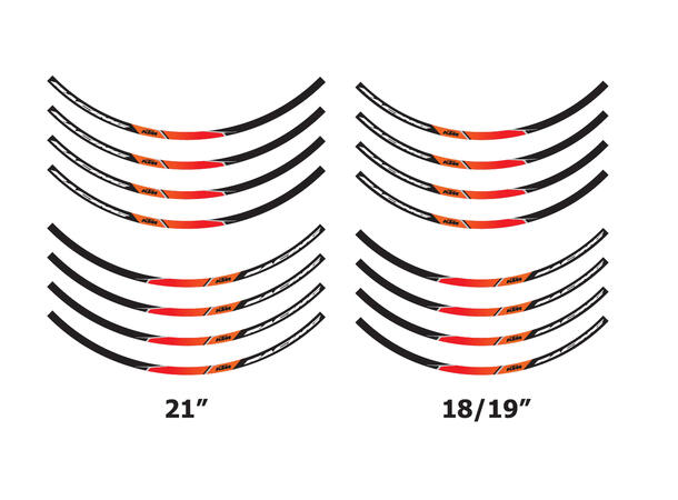 KTM Rim Sticker Set Felgstørrelse 18/21", 19/21"