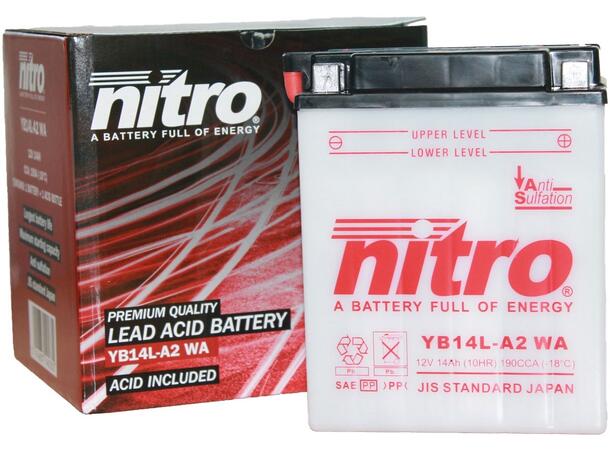 Nitro YB14L-A2 - 12V ATV/MC/Snøscooter Batteri