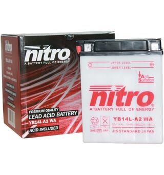 Nitro YB14L-A2 - 12V ATV/MC/Snøscooter Batteri 12V, 14Ah, 134x89x166, Syrepakke
