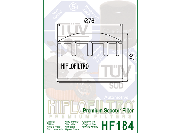 Hiflo HF184 Oljefilter Aprilia/Gilera Peugeot/Piaggio