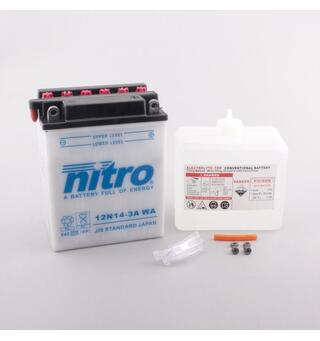 Nitro 12N14-3A - 12V ATV/MC/Snøscooter Batteri 12V, 14Ah, 134x89x166, Syreflaske