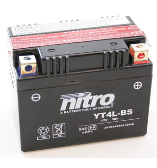 Nitro N-YT4L-BS - 12V ATV/MC/Snøscooter Batteri 12V, 3Ah, 110x67x88, Syreflaske AGM