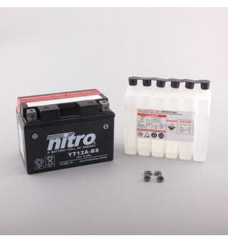 Nitro YT12A-BS - 12V ATV/MC/Snøscooter Batteri 12V, 10Ah, 150x87x105, Syreflaske, AGM