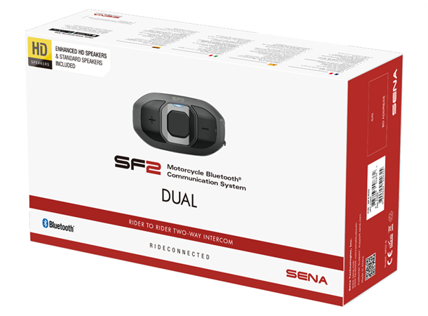 Sena SF2 Bluetooth Intercom Dual Speaker Kommunikasjonssett for to personer