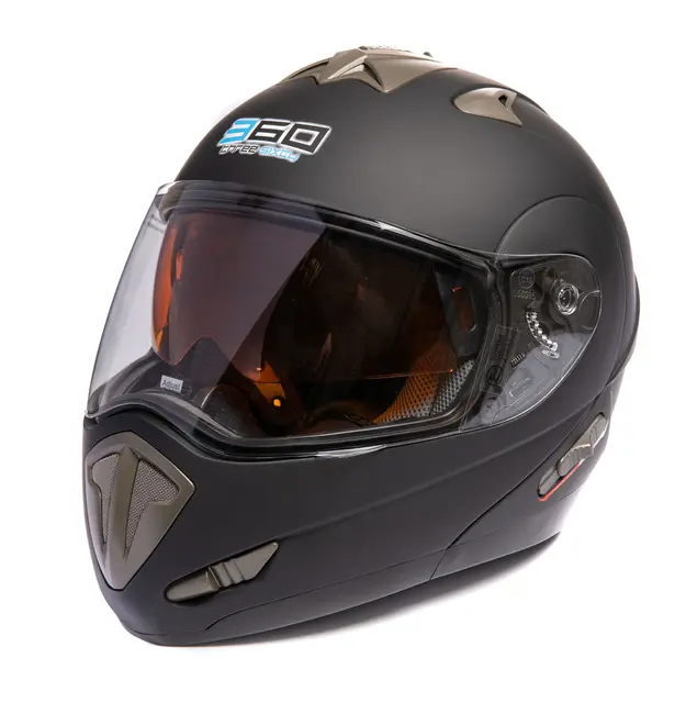 360 Modularhjelm EV - Matt Sort, 70-5XL Sett med komplett elektrisk visir 