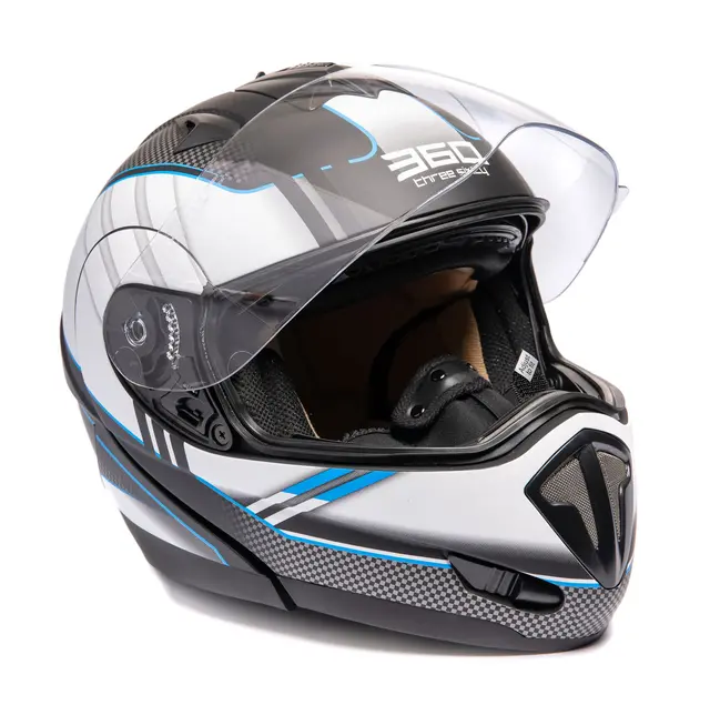 360 Modularhjelm - "XHT" Hvit/Blå, M/58 Nytt design på velprøvd modell 