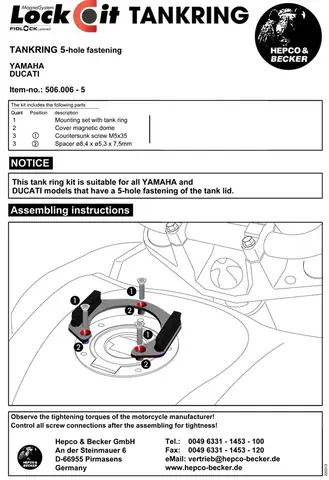 Lockit Tankfeste 5-Bolts (Ducati/yamaha)