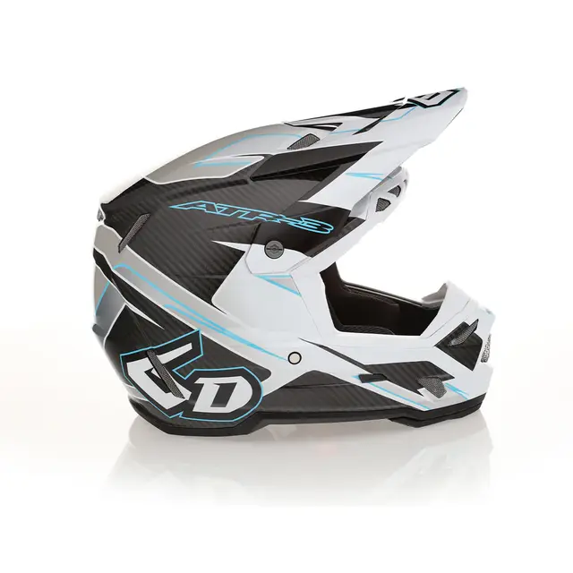 6D ATR-3 FIM Reflex Crosshjelm XS Gloss Hvit Cyan 