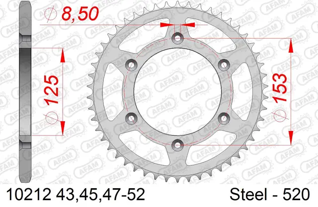 AFAM Bakdrev 520 Stål - Honda CR/CRF,51T CR/CRF/XR 125-650cc 