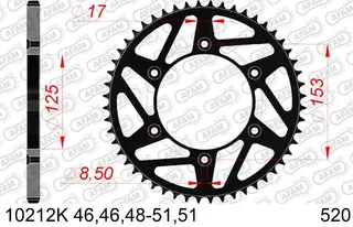 AFAM Bakdrev 520 St&#229;l Sort - CR/CRF/XR CR/CRF/XR 125-650cc