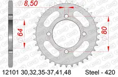 AFAM Bakdrev, Stål #420 - Yamaha PW+,32T FS/LB//LC/PW/RD/RT/RX/RZ/TT-R, 50-90cc