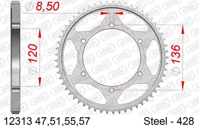 Bakdrev Yamaha TDR/TZR 125/FZR 400 57 TDR/TZR125 