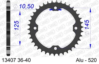 AFAM Bakdrev, Aluminium #520 - Yamaha YFX 450 03-13, YFZ 450R 09->